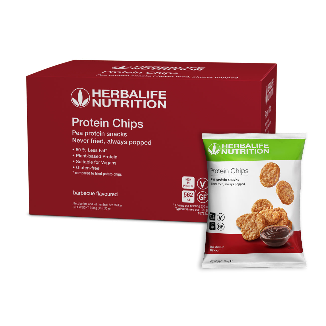 Herbalife Protein Chips 10 packs per carton x 30g each Barbecue