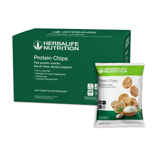 Herbalife Protein Chips 10 packs per carton x 30g each Sour Cream and Onion